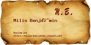 Milis Benjámin névjegykártya